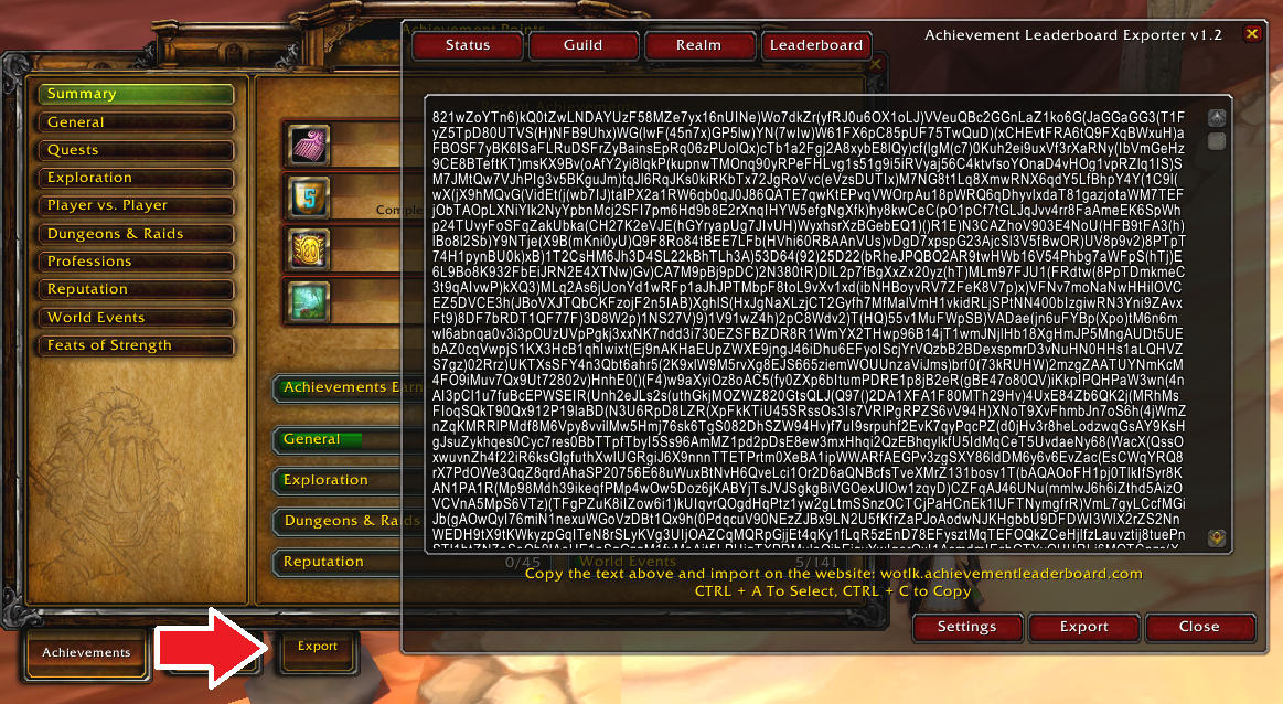 Screenshot of the addon